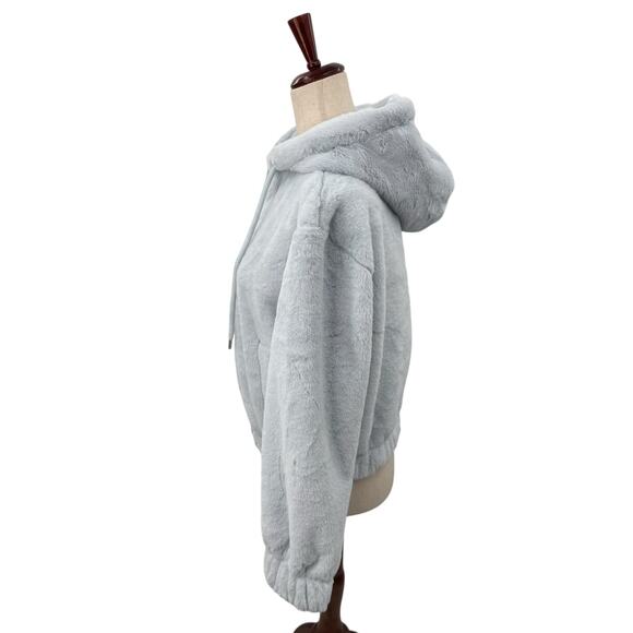 NEW Macy's Planet Heart Blue Fur Zip up Jacket Medium Bomber Hoodie Sweatshirt - Picture 4 of 8